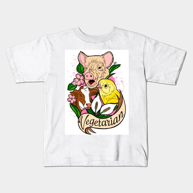 Vegetarian! Kids T-Shirt by Lana Rose Art